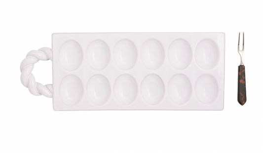 Twisted Handle Deviled Egg Set