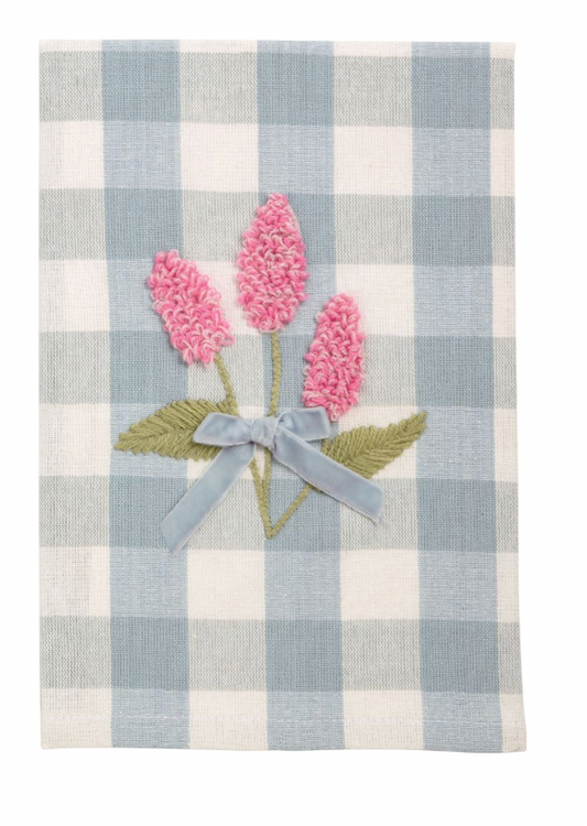 Pink Flower Embroidery Towel