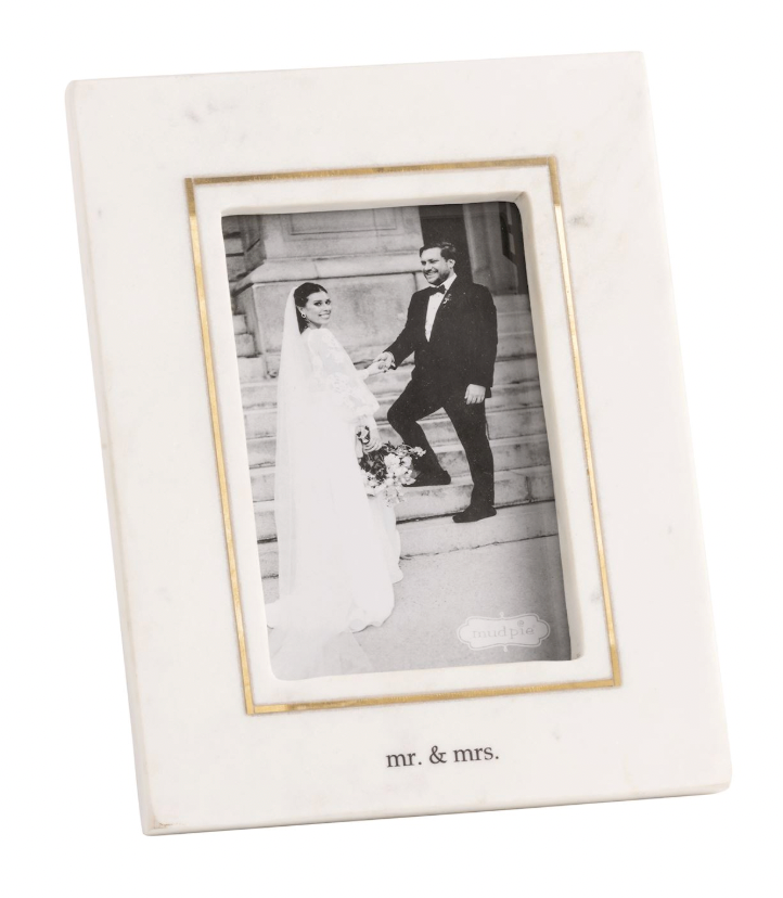Mr. & Mrs. Gold Inlay Marble Frame