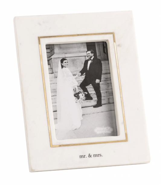 Mr. & Mrs. Gold Inlay Marble Frame