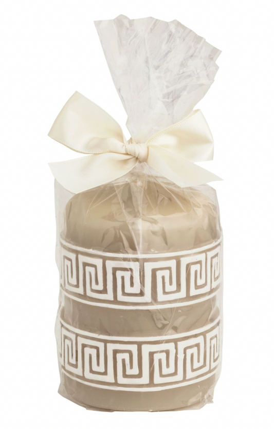 Small Greek Key Pillar Candle