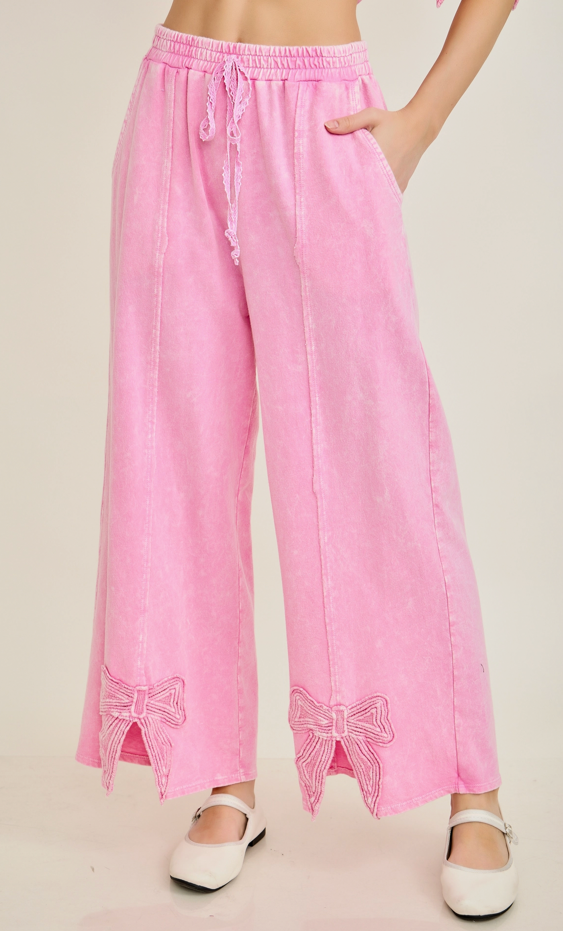 Mineral Washed Bow Trim Pants