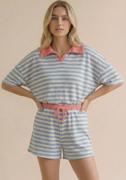 Blue/Pink Stripe Color Block Set