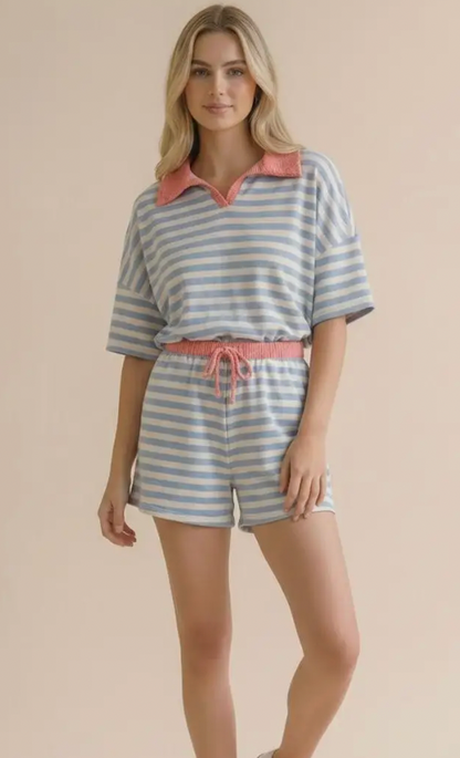 Blue/Pink Stripe Color Block Set