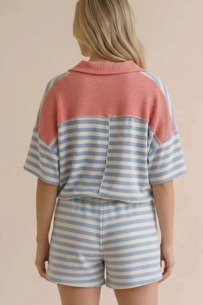 Blue/Pink Stripe Color Block Set