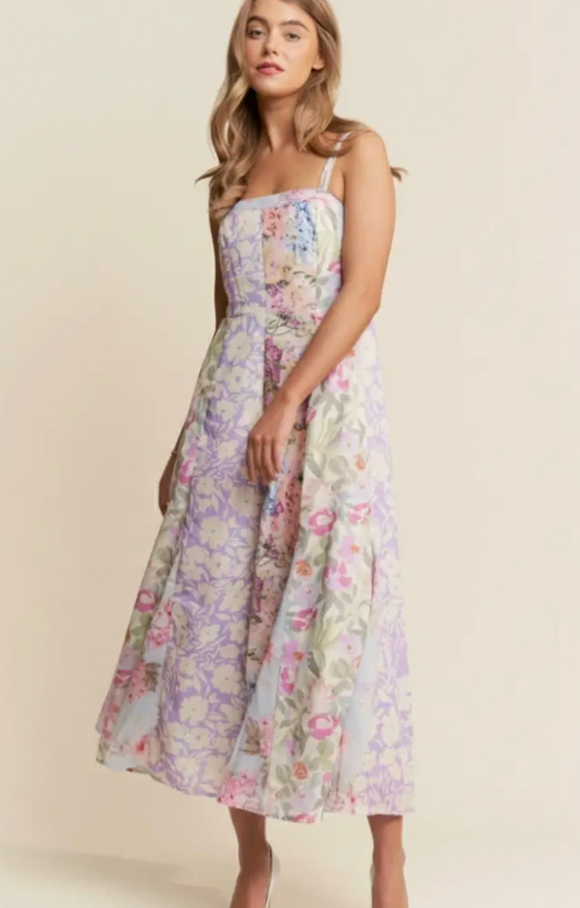 Enchanted Garden Patchwork Midi Dress