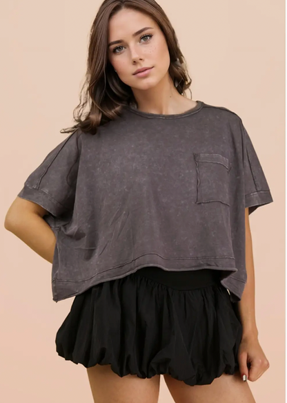 Mineral Washed Oversized Crop Top