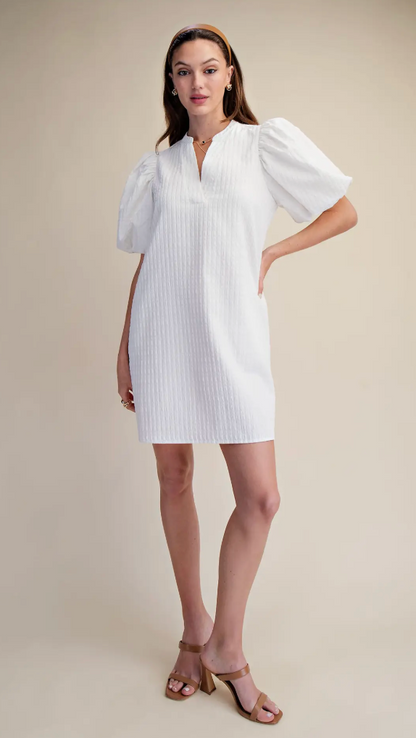 Mini Dress Puff Sleeve Stitch