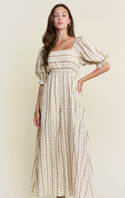Floral Stripe Wide-Leg Jumpsuit