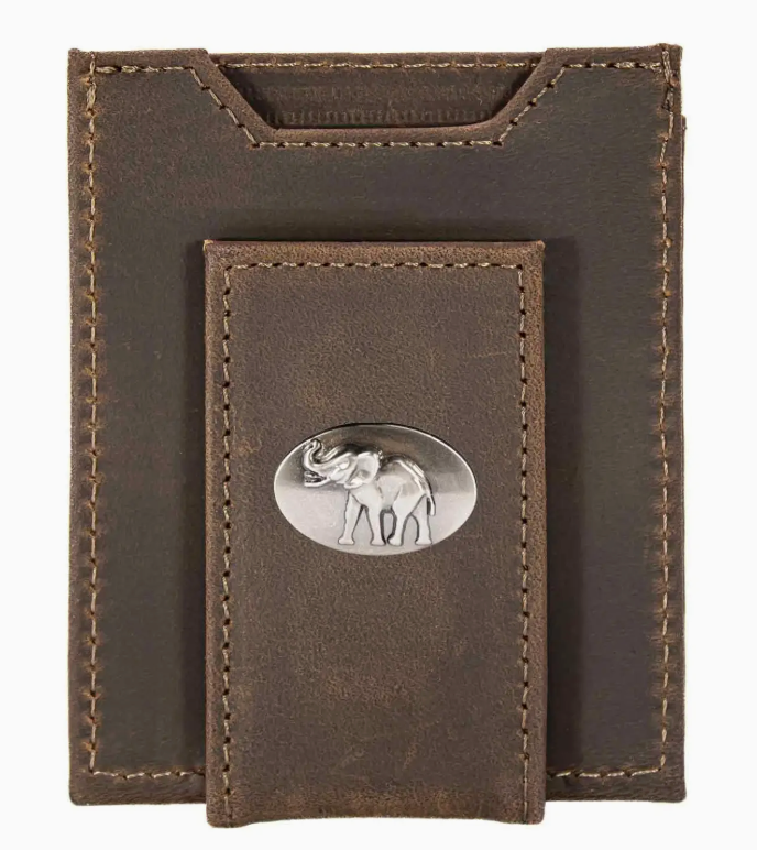 Bull Crazy Horse Alabama Crimson Tide Magnetic Front Pocket Leather Wallet