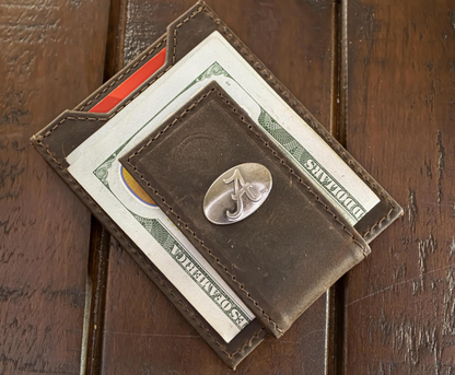 Bull Crazy Horse Alabama Crimson Tide Magnetic Front Pocket Leather Wallet