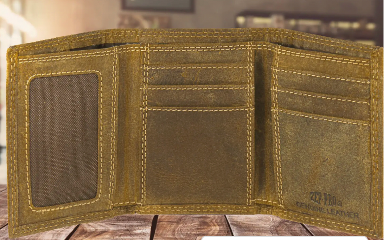 Alabama Crimson Tide Vintage Tan Leather Trifold Wallet