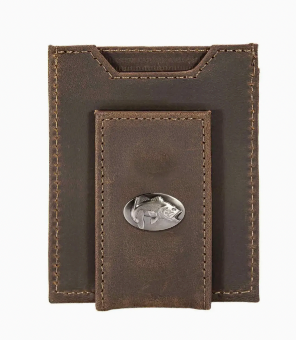 Bass Magnetic Leather Slim Wallet Crazy Horse
