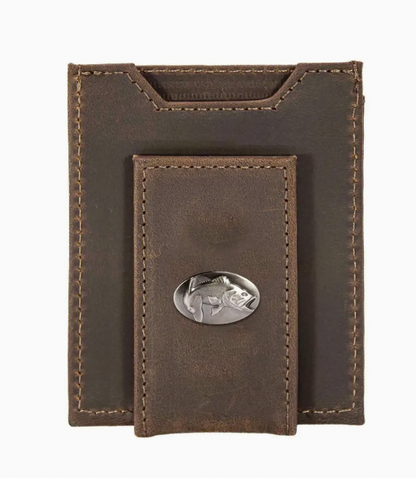 Bass Magnetic Leather Slim Wallet Crazy Horse