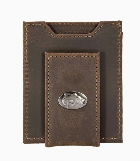 Bass Magnetic Leather Slim Wallet Crazy Horse