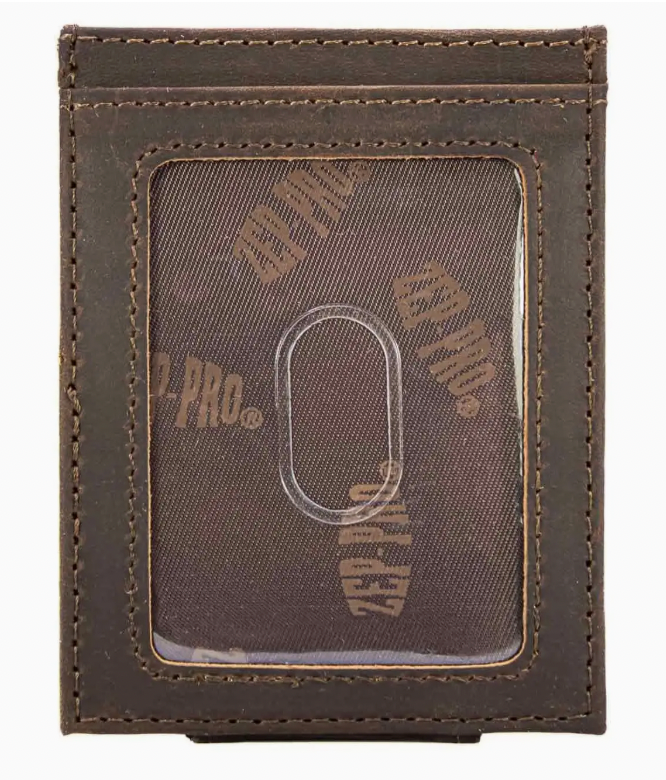 Bass Magnetic Leather Slim Wallet Crazy Horse