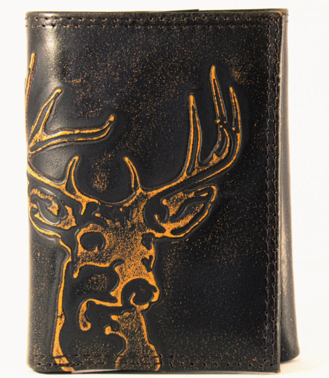 Buck Burnished Leather Trifold Wallet