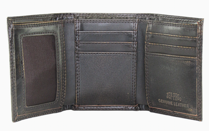 Buck Burnished Leather Trifold Wallet