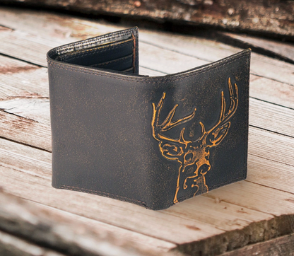 Buck Burnished Leather Trifold Wallet