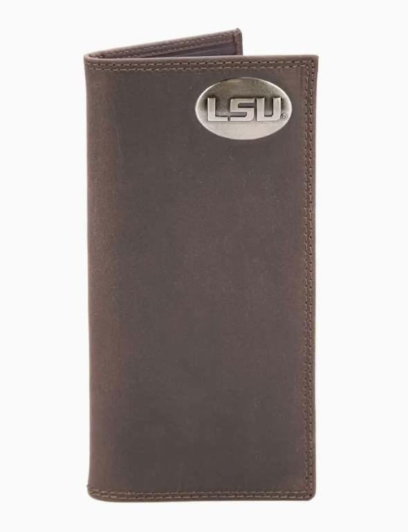 Lsu Tigers Men's Collegiate Secretary Leather Wallet Crazy Horse