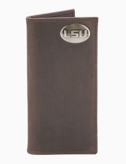 Lsu Tigers Men's Collegiate Secretary Leather Wallet Crazy Horse