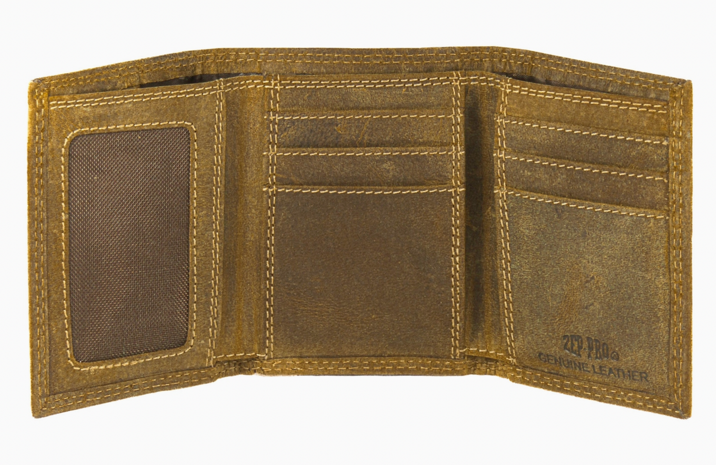 Lsu Tigers Vintage Tan Leather Trifold Wallet