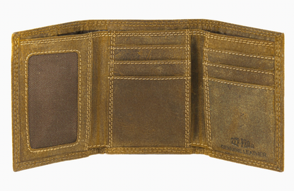 Lsu Tigers Vintage Tan Leather Trifold Wallet