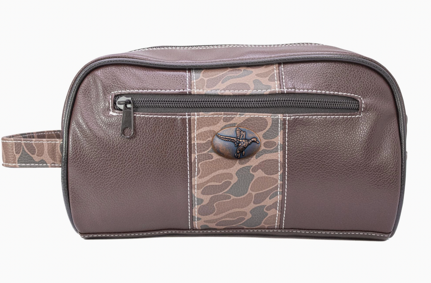 Mallard Brown Pebble Old School Camo Men's Toiletry Dopp Bag Brown Camo