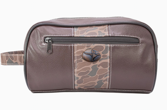 Mallard Brown Pebble Old School Camo Men's Toiletry Dopp Bag Brown Camo