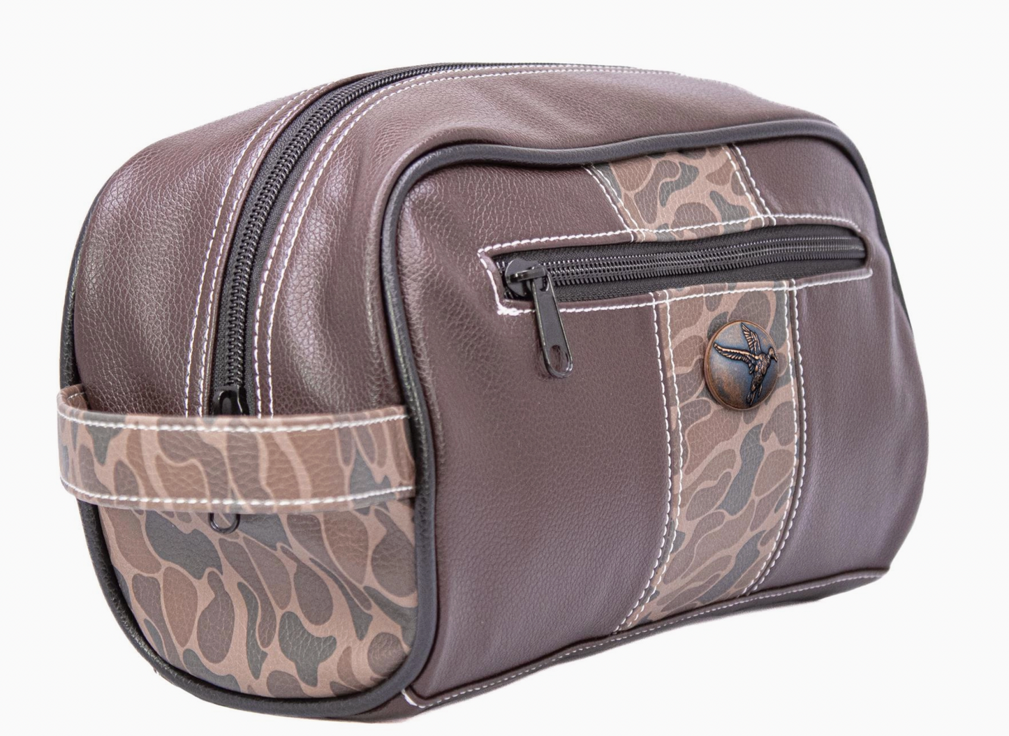 Mallard Brown Pebble Old School Camo Men's Toiletry Dopp Bag Brown Camo