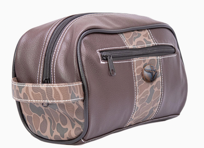 Mallard Brown Pebble Old School Camo Men's Toiletry Dopp Bag Brown Camo