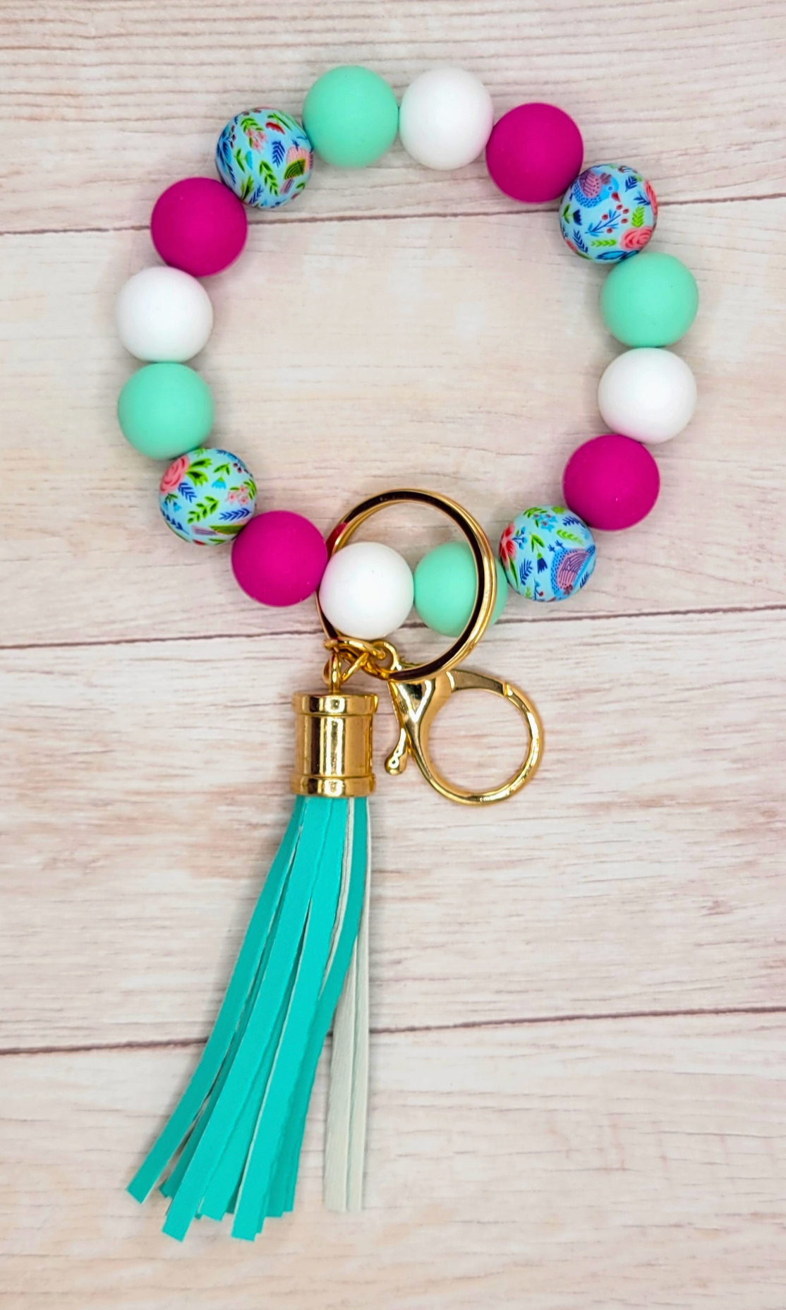 Rose Bird Silicone Wristlet Keychain