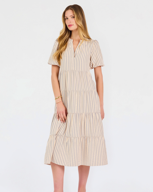 Kinsley Stripe Black/Tan Dress