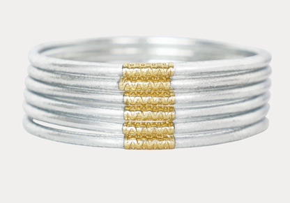 Silver Lumine All Weather Bangles-Set Of 6