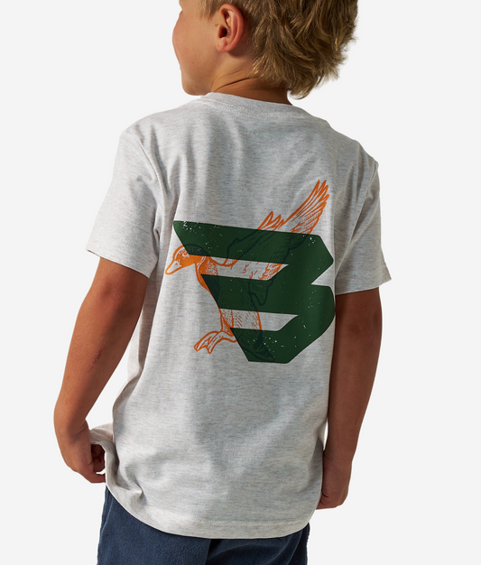 Youth Tee-Duck Flying B-Green Logo-Oatmeal