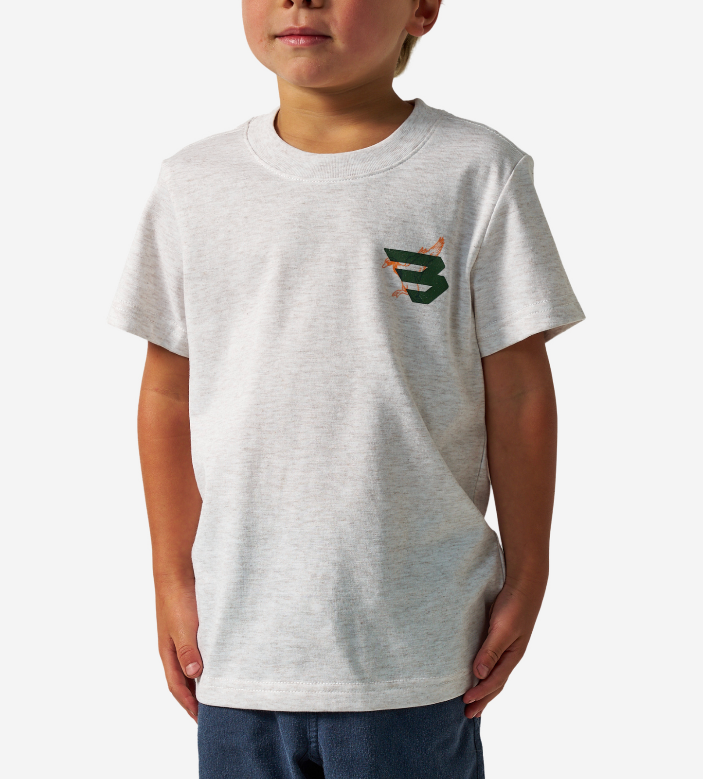 Youth Tee-Duck Flying B-Green Logo-Oatmeal