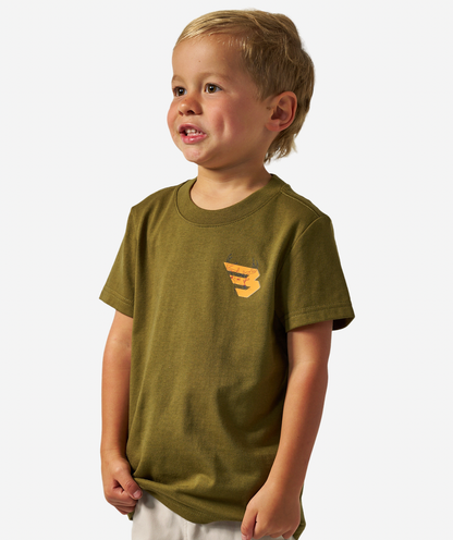 Youth Tee-Deer Flying B-Orange Logo-Hunter Green