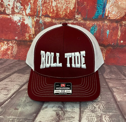 Roll Tide Puff Hat-Cardinal/White