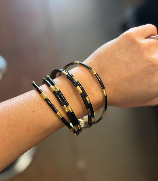 Black and Gold  Veda Bangles - Set of 6