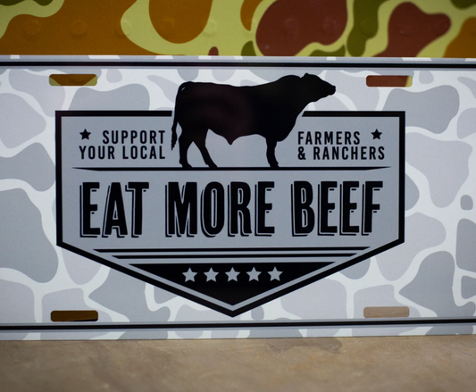 Eat beef - car tag