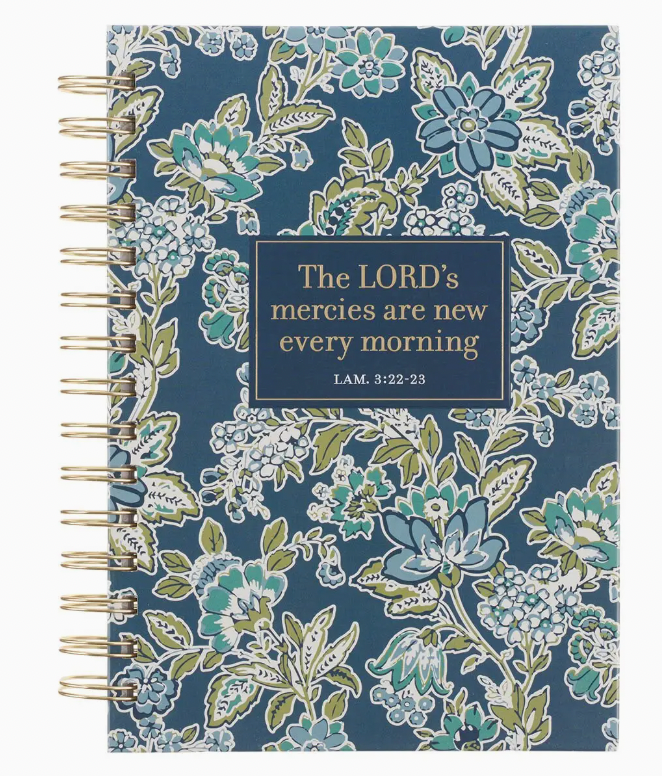 Journal Spiral-Bound Blue Floral New Mercies Lam. 3:22-23