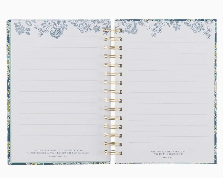 Journal Spiral-Bound Blue Floral New Mercies Lam. 3:22-23