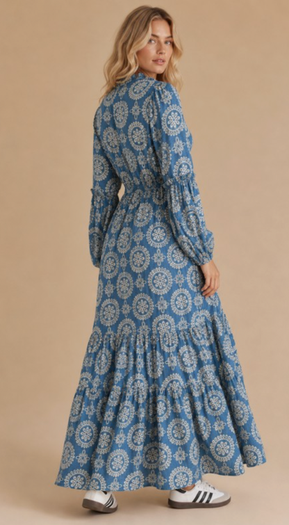 Boho Charm V Neck Maxi Dress