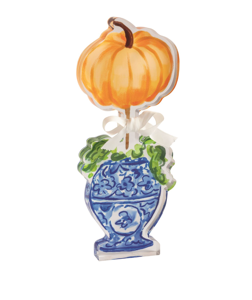One Pumpkin Topiary Acrylic Sitter