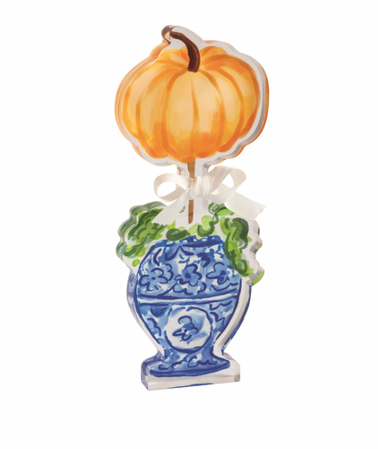 One Pumpkin Topiary Acrylic Sitter