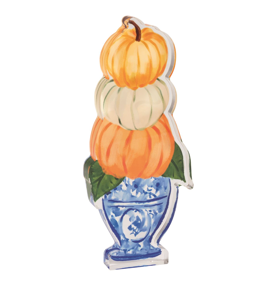 Three Pumpkin Topiary Acrylic Sitter