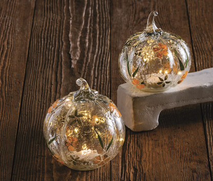 SM GATHER LED GLASS PUMPKIN