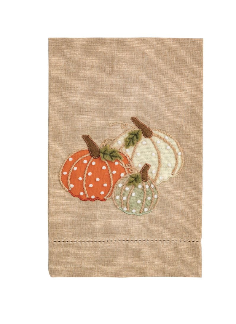 ASST PUMPKIN FRENCH KNOT TOWEL