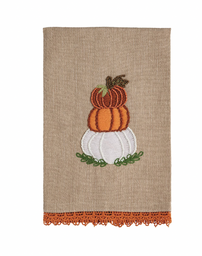 Stacked Pumpkin Beaded Embroidery Towel