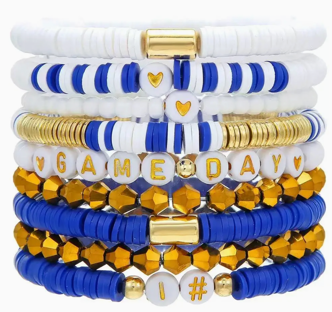 Stackable Gameday Bracelets! Blue & White